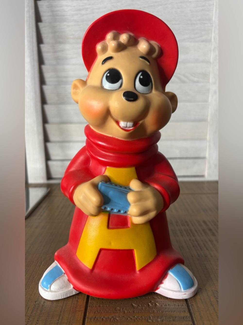 Vintage 1984 Alvin and the Chipmunks Vinyl Coin Bank - Stopper Included